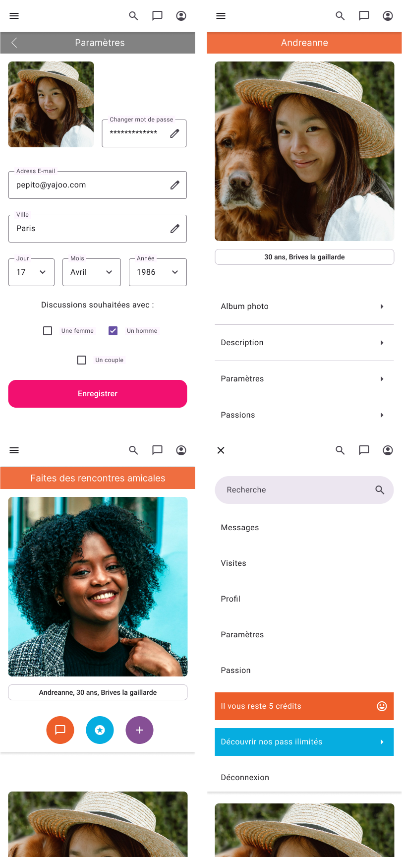 Allo app navigation menu showing user-friendly organization